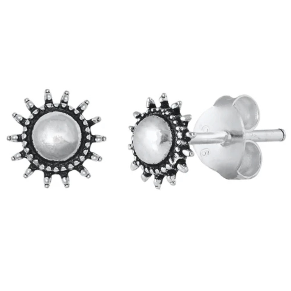 Small and dainty Bali Sun Sterling Silver Stud Earrings